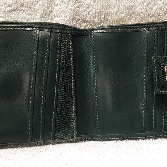 Givenchy Bifold Wallet with Kisslock Dark Green Leather - Picture 8 of 11